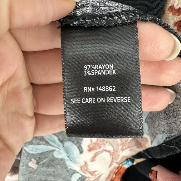 Torrid Black Multi Floral Mini Stretch Challis Tie Waist Pocket Dress Plus 1X - Picture 11 of 12